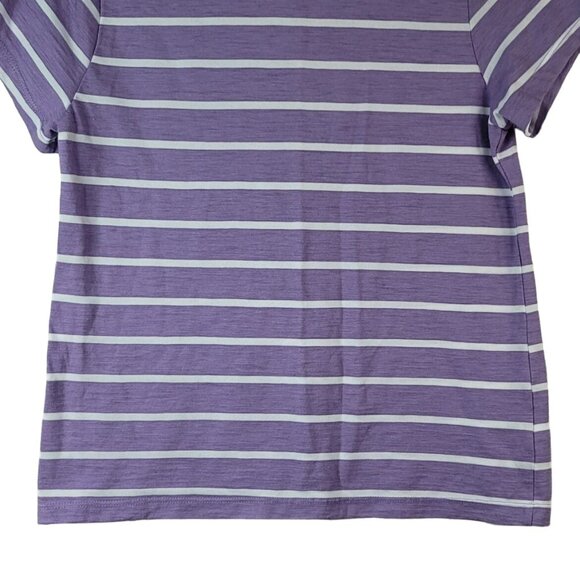 2/$15 Time And Tru Top Purple Size 4 Small Short Sleeve White Stripe Crew Neck - Picture 4 of 7